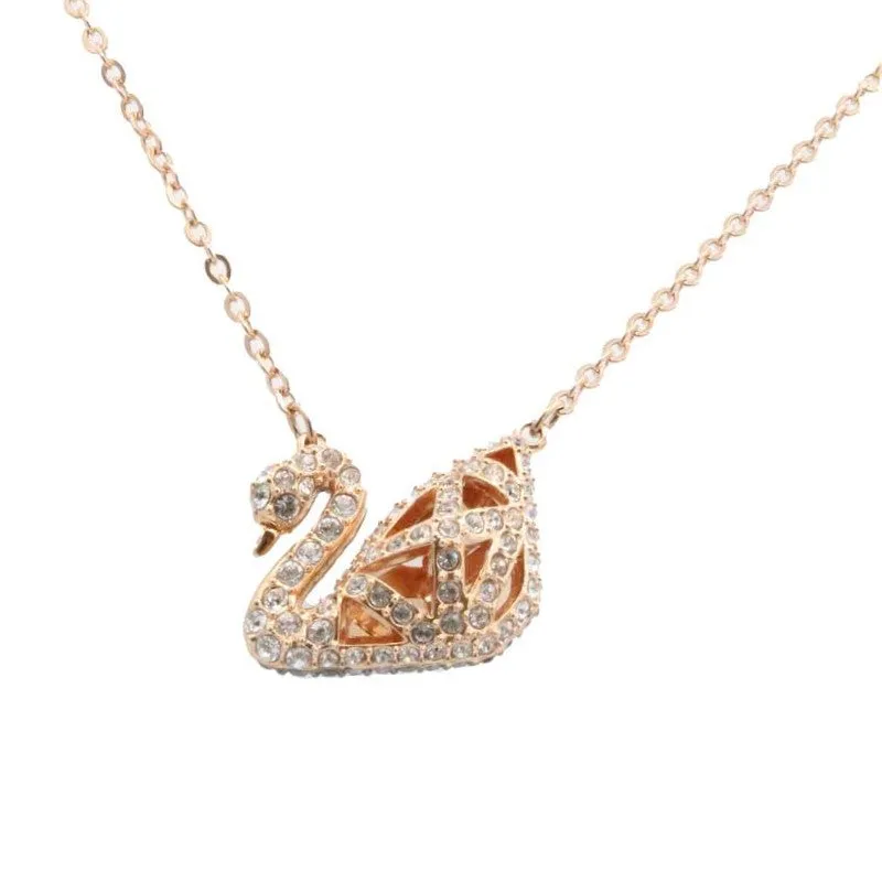 Swarovski Facet Swan Two-Tone Rose Gold Necklace