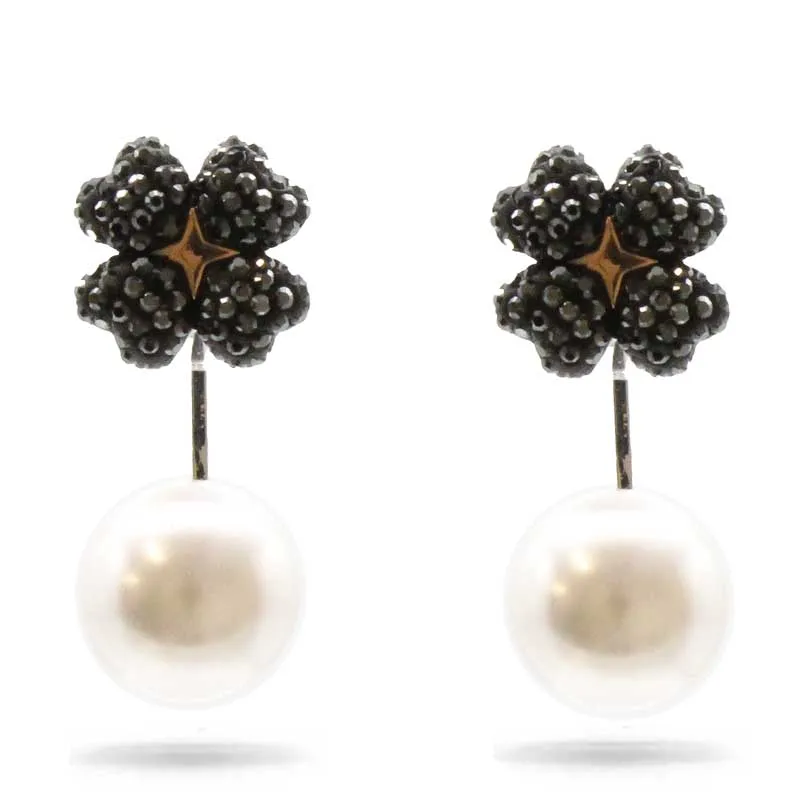 Swarovski Latisha Silver & Black Pearl Earrings