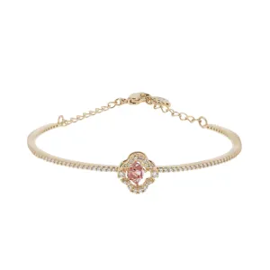 Swarovski Rose-gold Tone Plated Sparkling Dance Clover Bangle