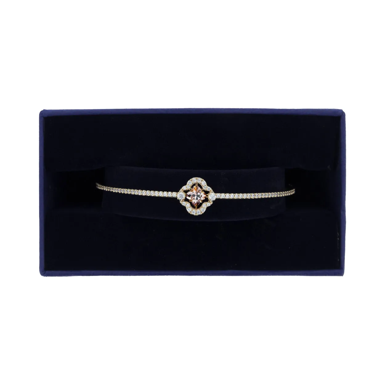 Swarovski Rose-gold Tone Plated Sparkling Dance Clover Bangle