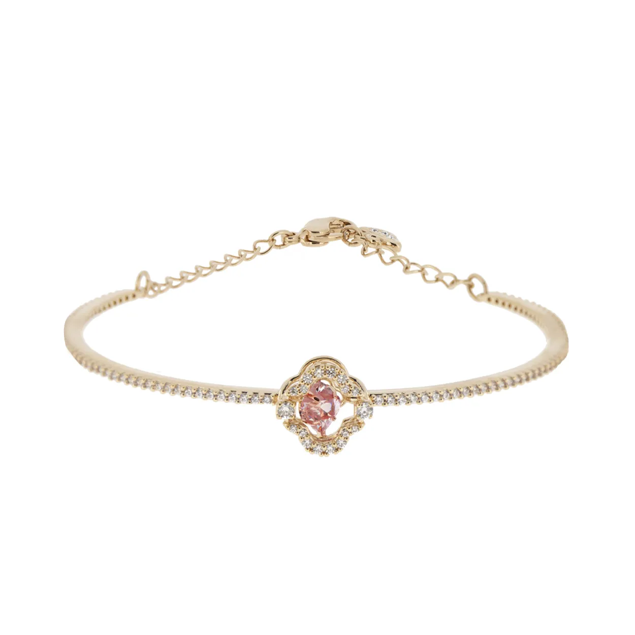 Swarovski Rose-gold Tone Plated Sparkling Dance Clover Bangle
