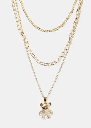Teddy Bear Layered Necklace