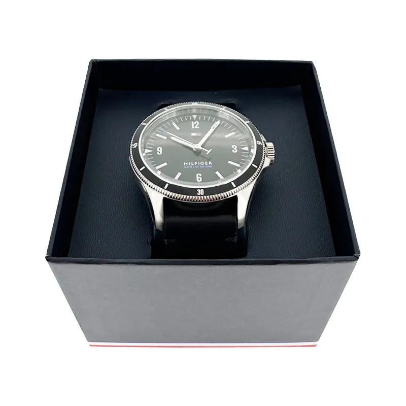 Tommy Hilfiger Black Leather Men's Watch Maverick 1791904