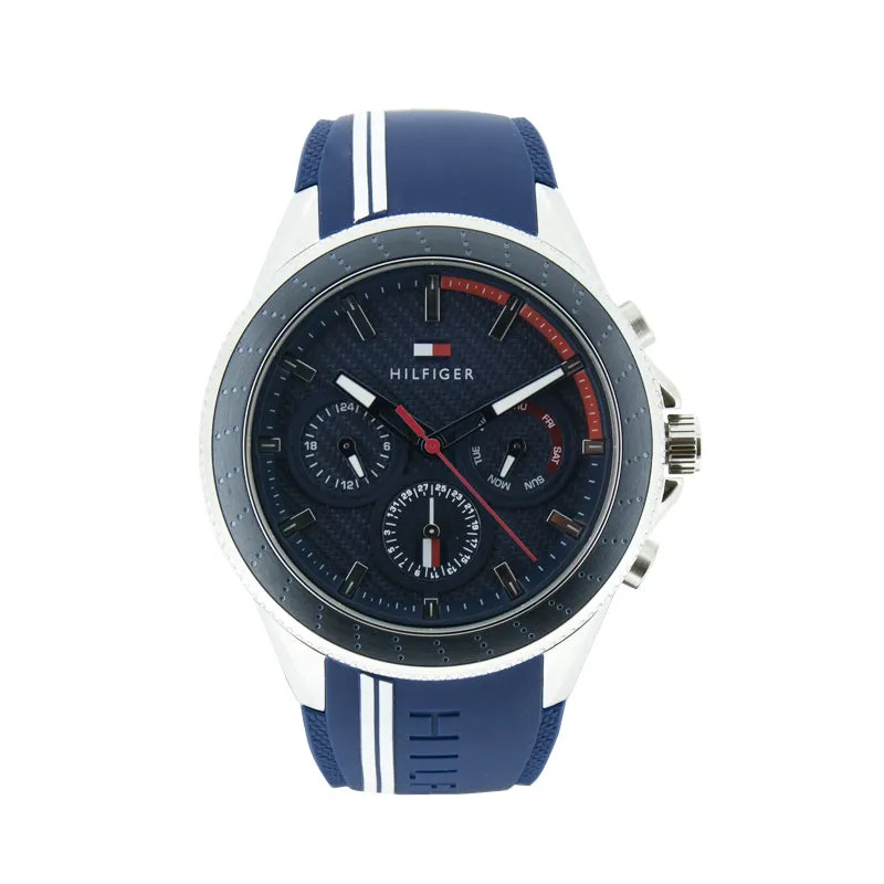 Tommy Hilfiger Men's Watch Blue Rubber Strap Aiden 1791859