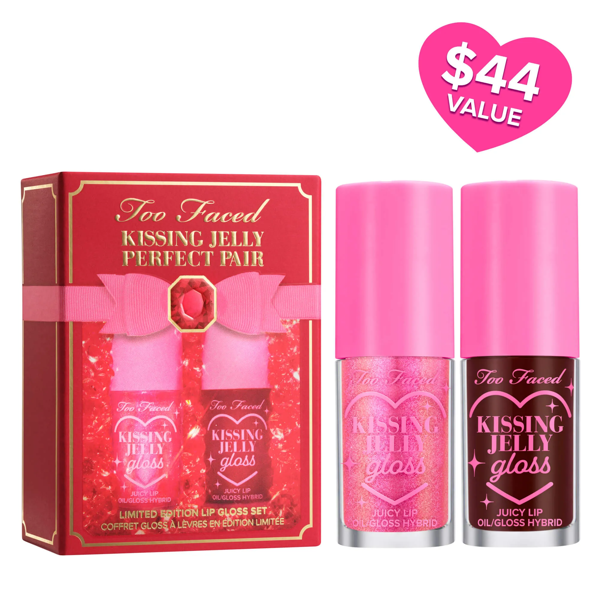 Too Faced Kissing Jelly Lip Oil Gloss: Perfect Pair Set (bubblegum  black cherry)
