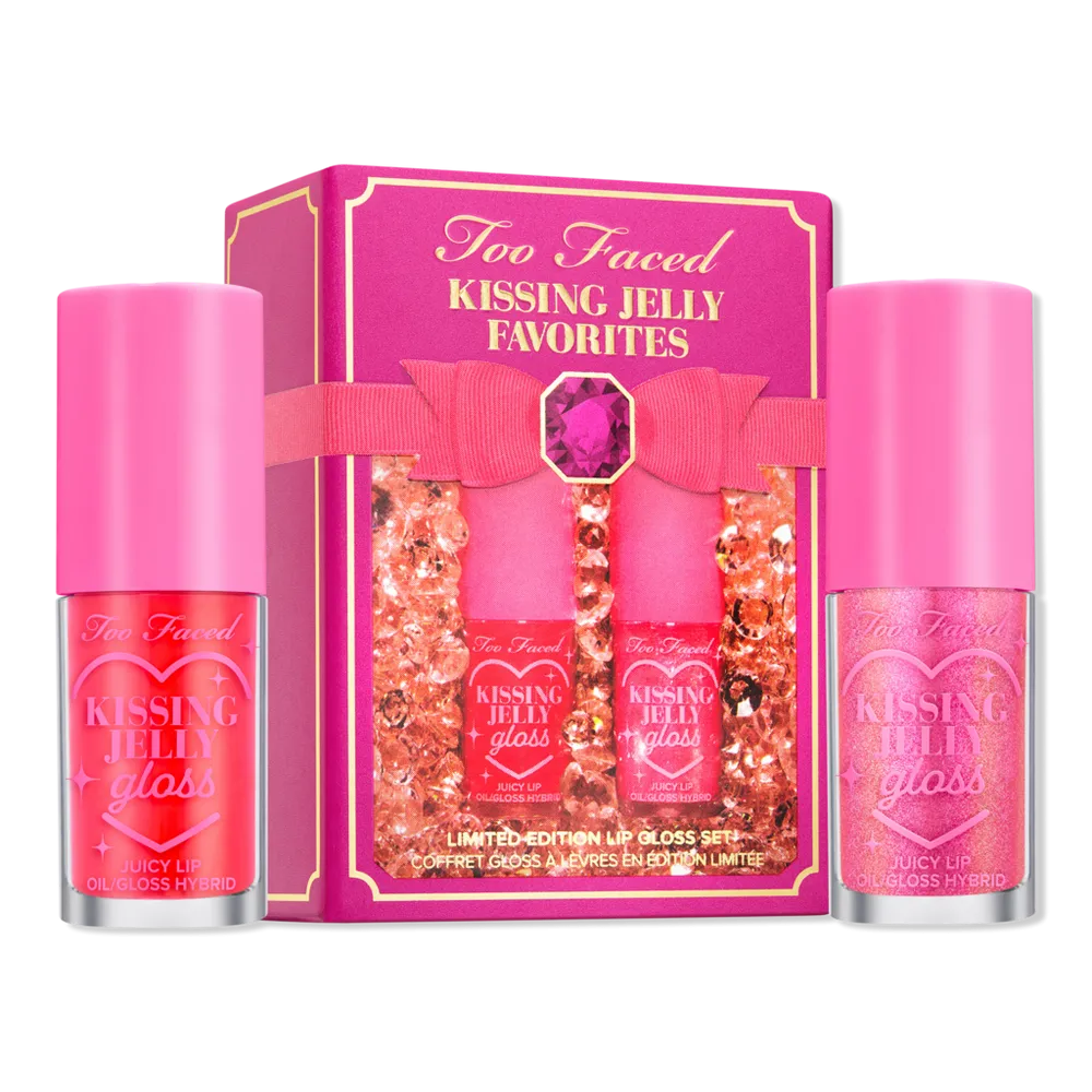 Too Faced Kissing Jelly Lip Oil Gloss: Perfect Pair Set (sour watermelon  bubblegum)