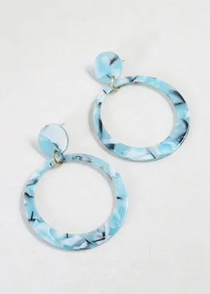 Trendy Marbled Resin Hoop Earrings