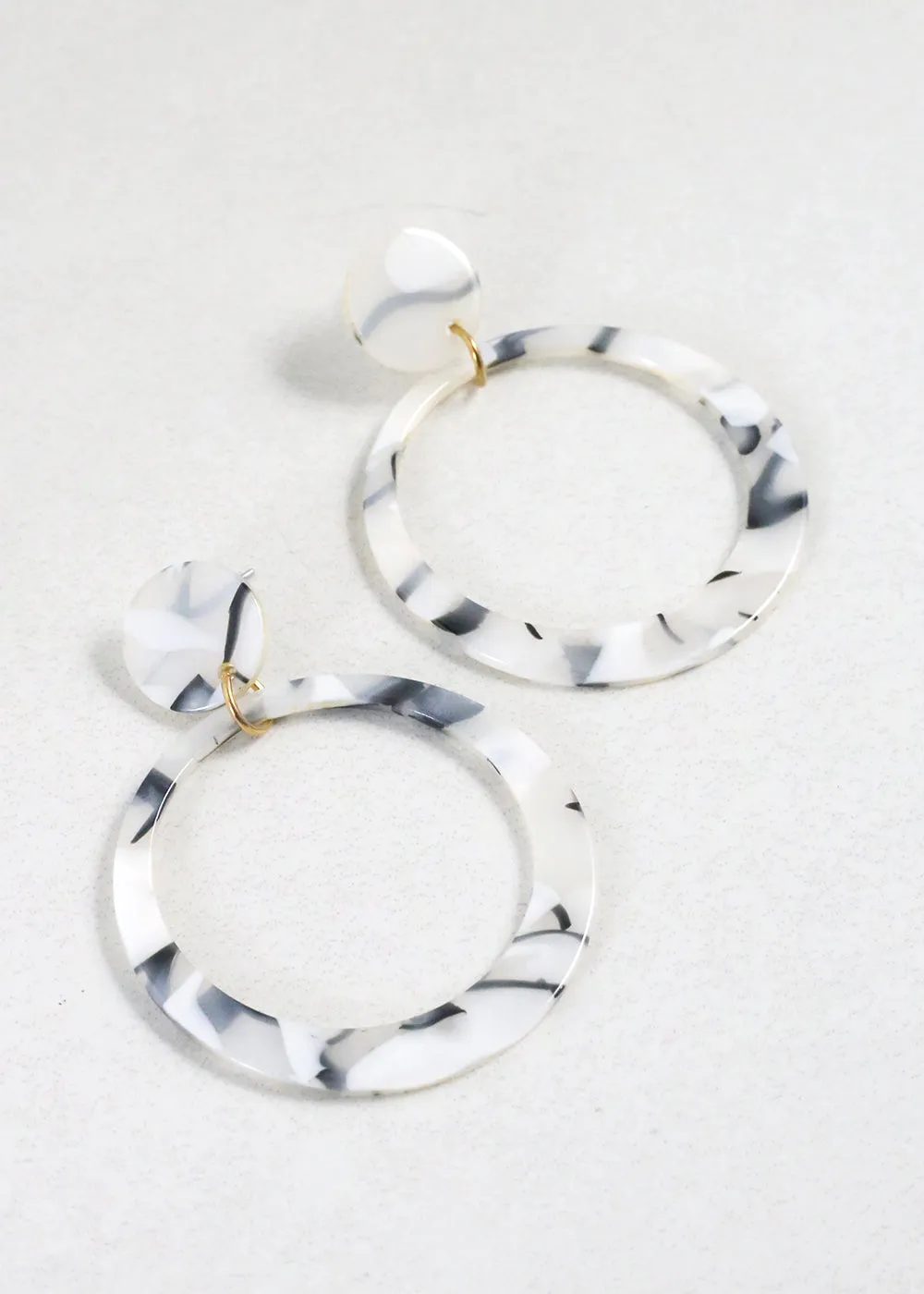 Trendy Marbled Resin Hoop Earrings
