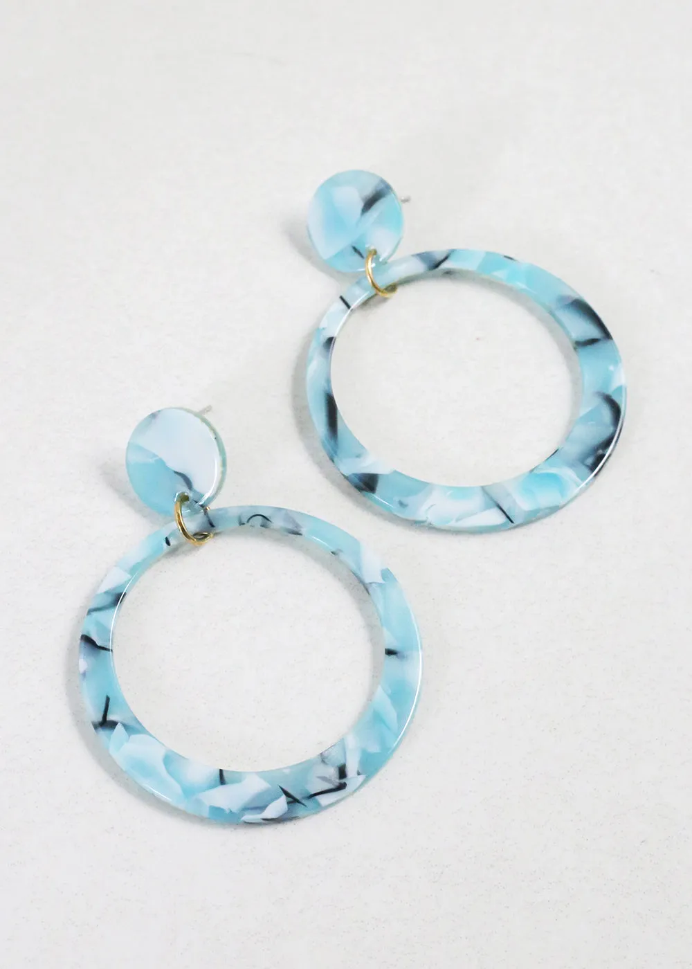 Trendy Marbled Resin Hoop Earrings