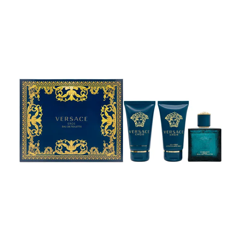 Versace Eros Gift Set 50ml EDT & Shower Gel & Aftershave (Blemished Box)