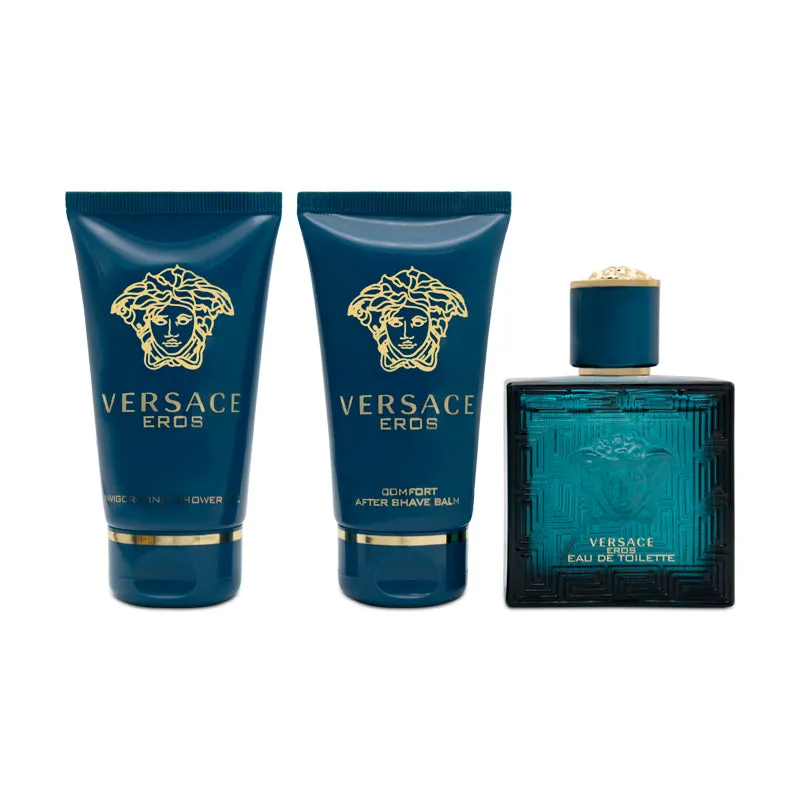 Versace Eros Gift Set 50ml EDT & Shower Gel & Aftershave (Blemished Box)