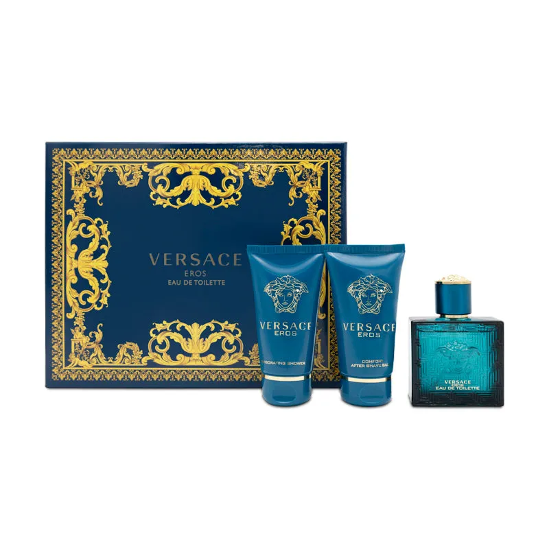 Versace Eros Gift Set 50ml EDT & Shower Gel & Aftershave (Blemished Box)