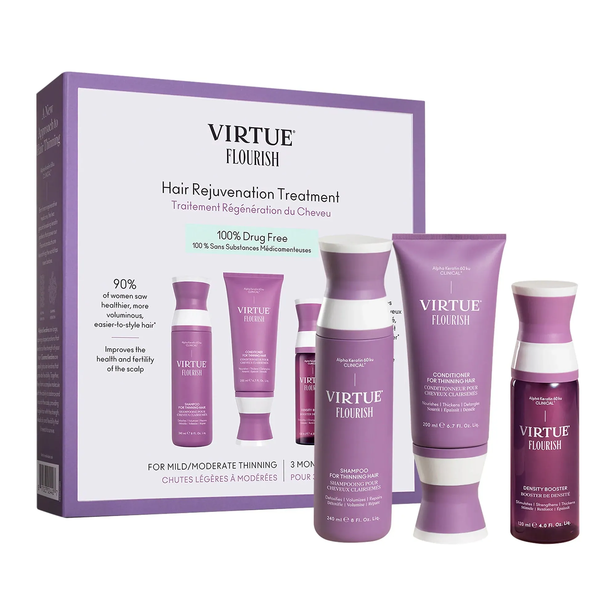 Virtue Flourish Nightly Intensive Hair Rejuvenation Treatment Drug Free 90 Day