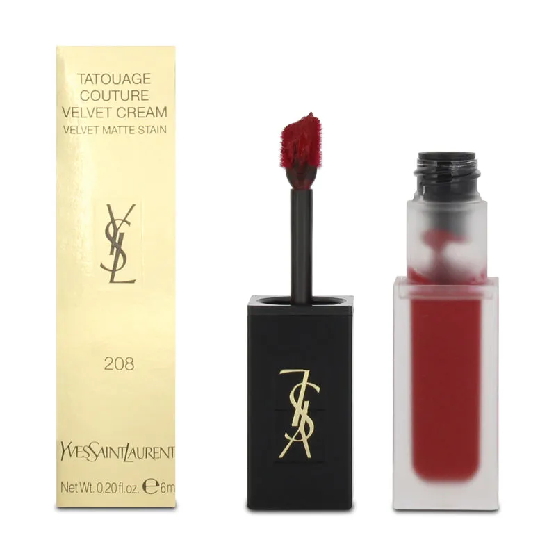 YSL Tatouage Red Lip Stain Couture Liquid Lipstick 208 Rouge Faction